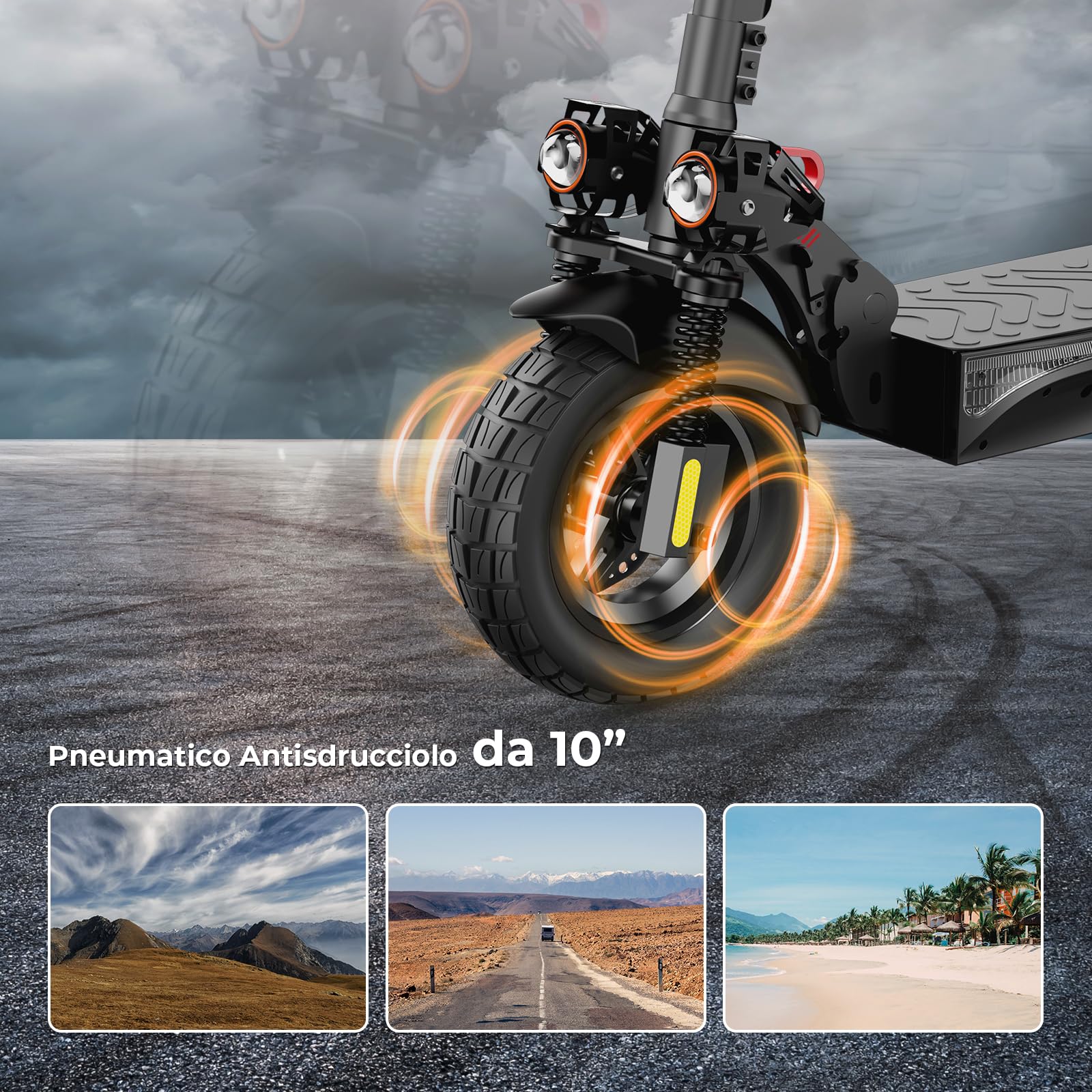 iScooter Ix4 Monopattino Elettrico Adulto, Carico 150 KG, Controllo Tramite App, Pneumatici Fuoristrada Da 10", Monopattino Elettrico Pieghevole Con Quadruplo Assorbimento Degli Urti, Quintuplo Freno