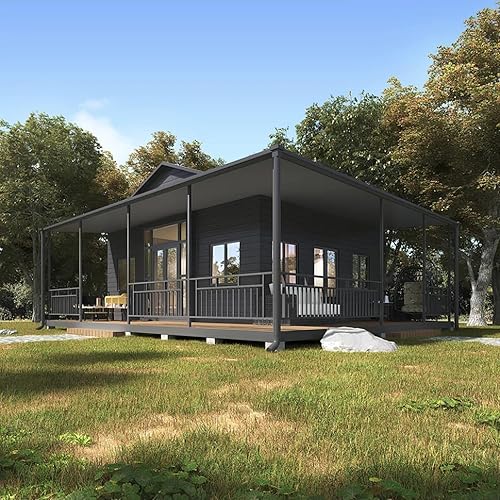 Prefab Tiny Homes to Live in for Adults, 20ft Expandable Container House with 2 Bedrooms, 1 Fully Equipped Bathroom & Kitchen, Portable Foldable Tiny House Prefab Mobile Modular Tiny Home for Sale