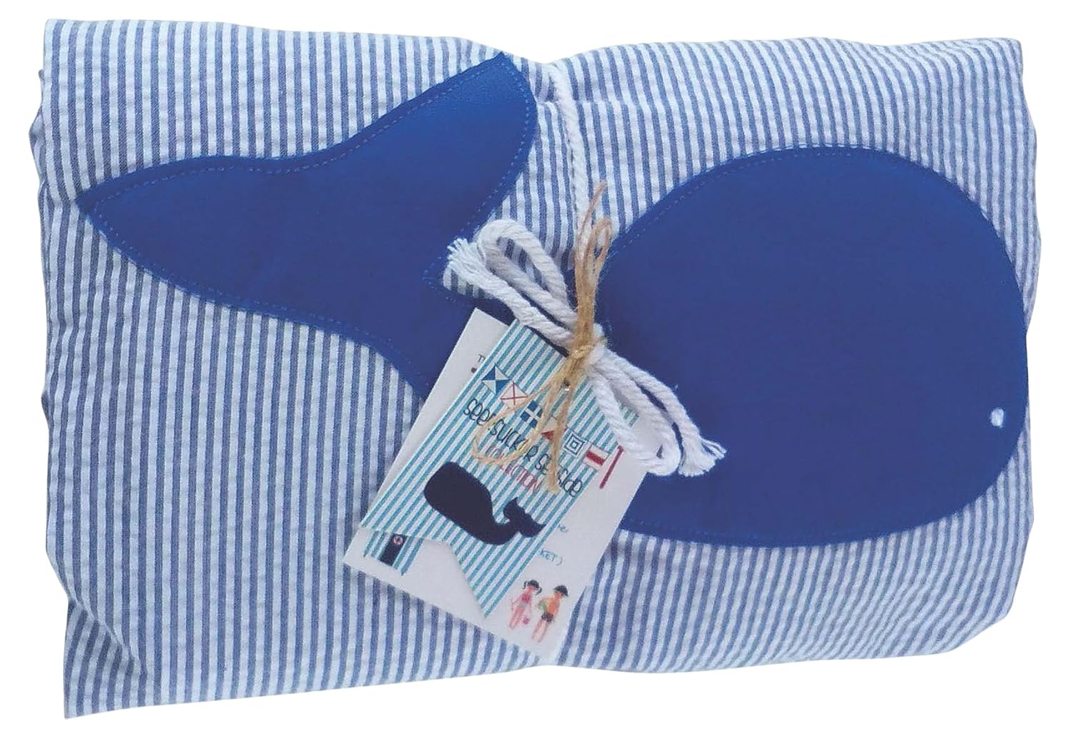 Palm Beach Crew Seersucker Seaside Towel-Ket Collection, Blue/Whale