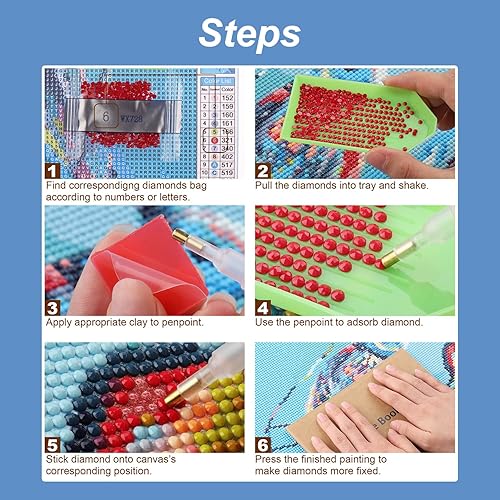 Miniatura 6 de Stalente Kits de pintura de diamantes para adultos, kits de arte de diamantes 5D para principiantes, pintura de diamante redonda para decoración de