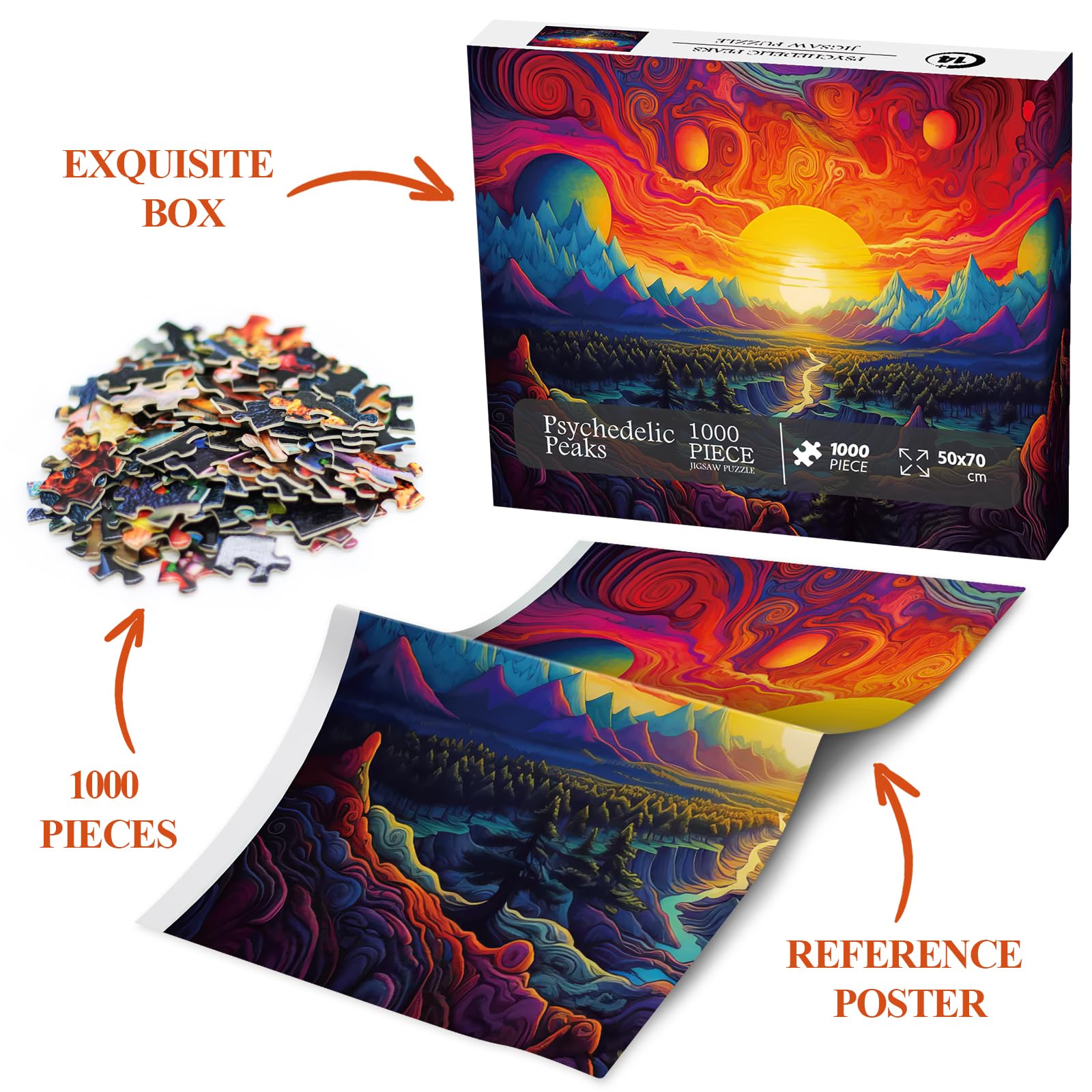 Mountain Landscape Puzzle 1000 Pieces for Adult, Nature Colorful Sunset Jigsaw Puzzle, Forest Tree Puzzle - Image 5