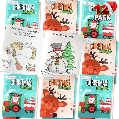 Miniatura 1 de ArtCreativity Libros de Navidad para colorear para niños a granel, paquete de 12, folletos grandes de 8.25 x 11 pulgadas, divertidos premios de
