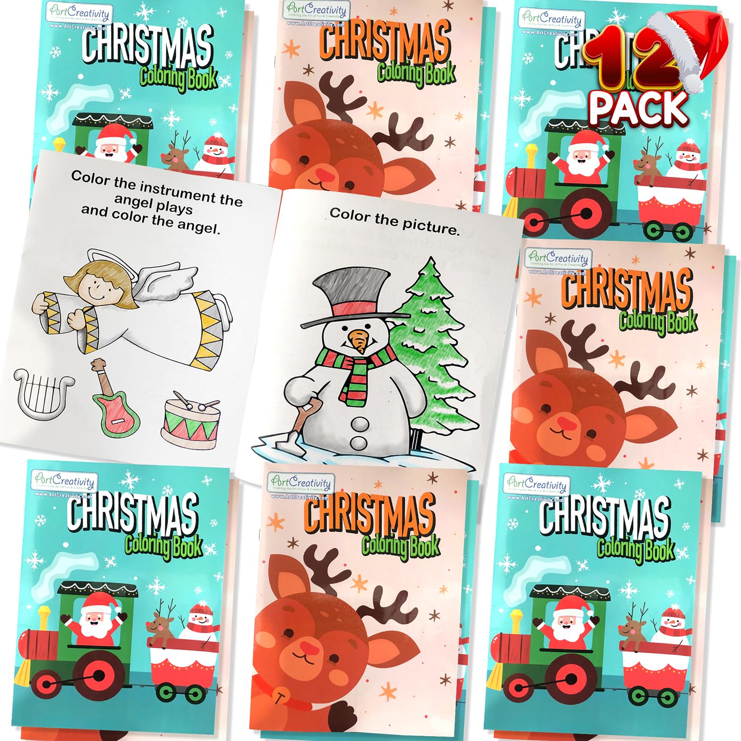 Amazon.com: ArtCreativity Christmas Coloring Books for Kids (Bulk ...