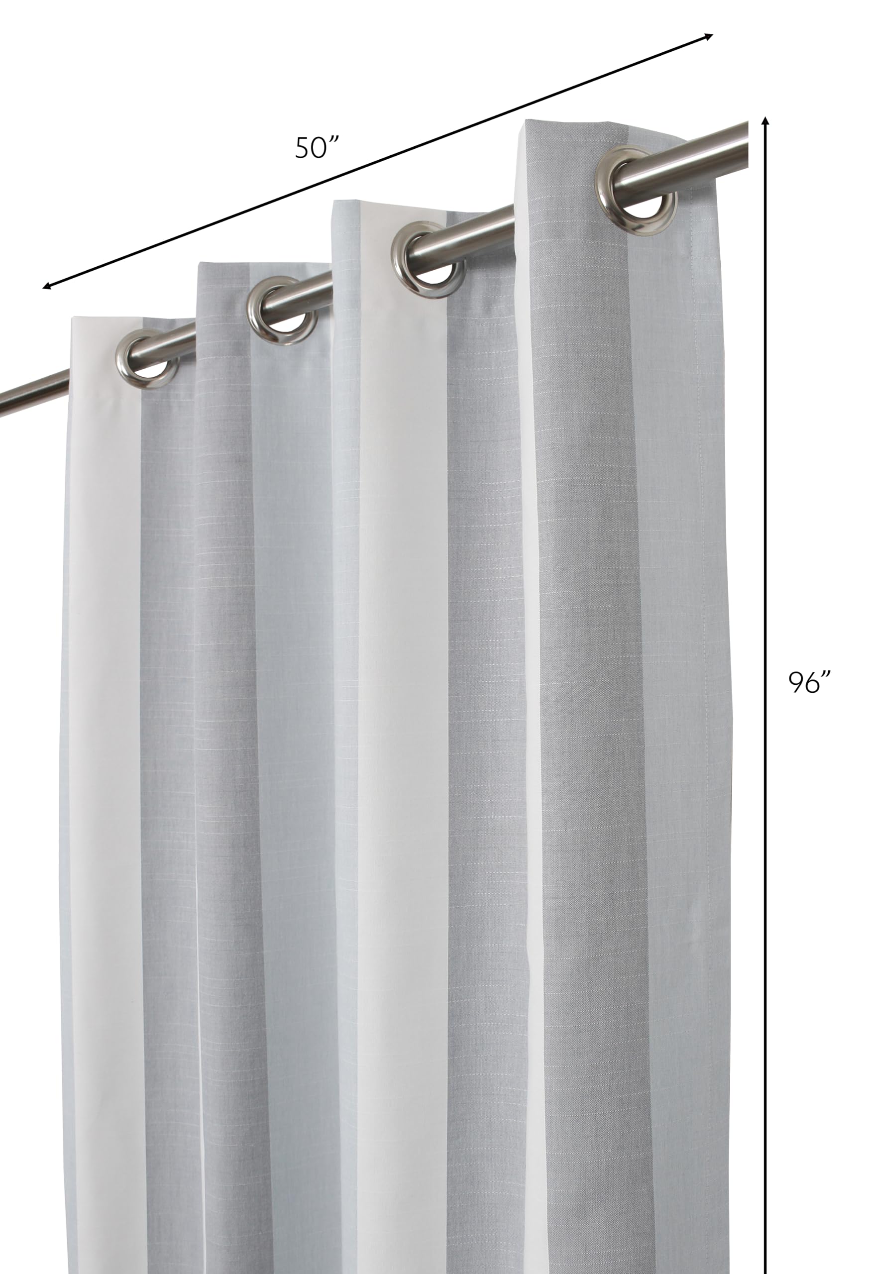 Sweet Summer Living Outdoor/Indoor Sunbrella Curtain 96 inch x 50 inch Water, Weather, Fade and Stain Resistant with 8 Stainless Steel Grommets Direction Dew Stripe