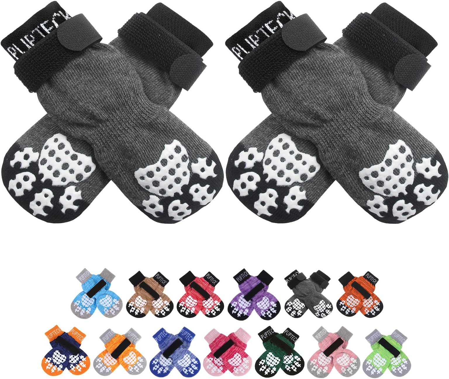2 Pairs Anti-Slip Dog Socks Paws Stop Licking, Walking Boots for Injured Paws Hot Weather/Winter, Gripper Shoes Paw Protectors for Hardwood Floors Small Large Dogs