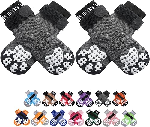 PUPTECK Calcetines antideslizantes para perros con agarres de doble cara para perros pequeños, medianos y grandes, suelos de madera dura que evitan