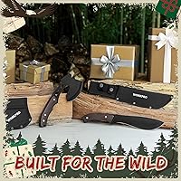Vista 2 de WORKPRO Axe and Fixed Blade Knife Combo Set, Full Tang, Wood Handle, for Outdoor Camping Survival Hunting, Sheath Included