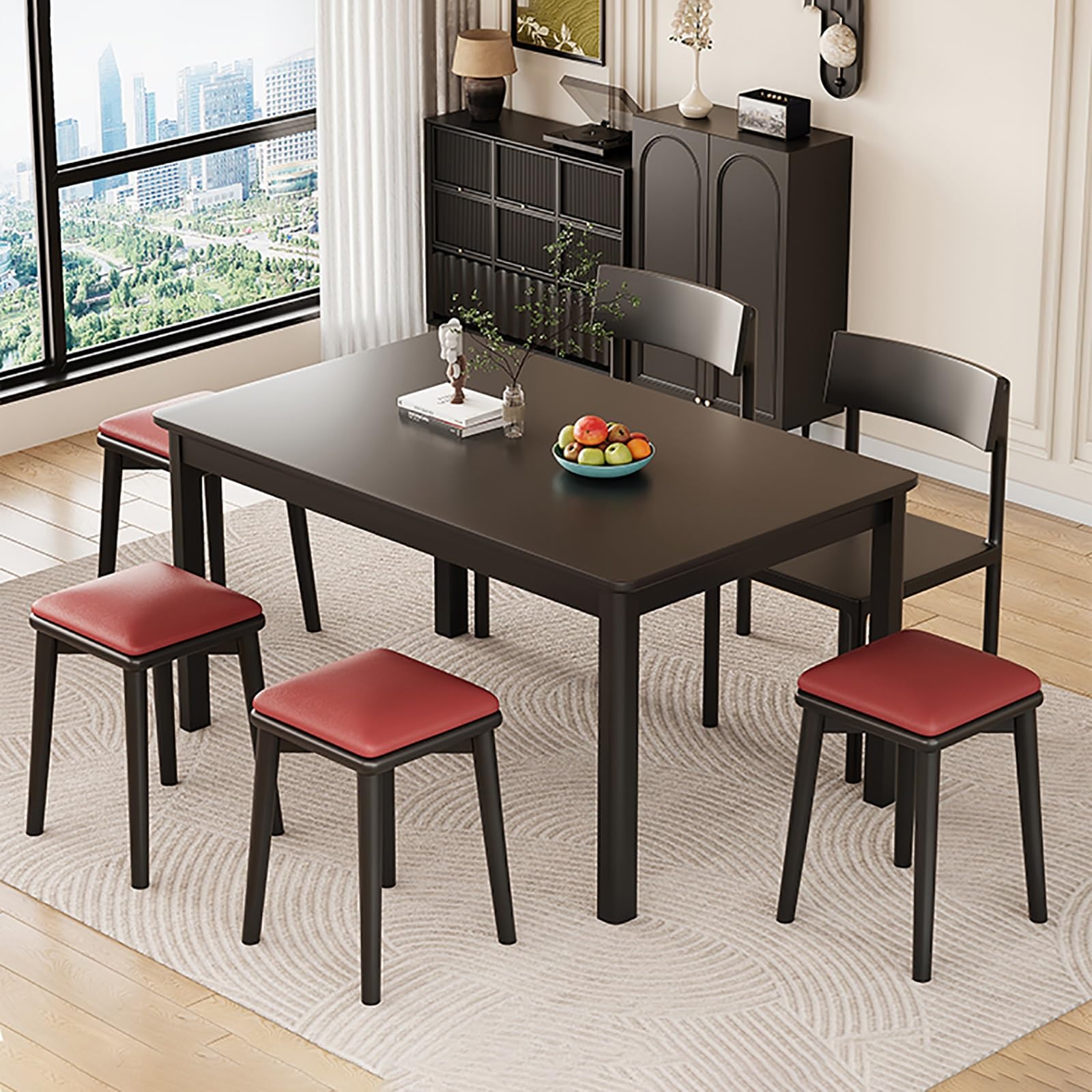 Esszimmerstuhl-Set aus Massivholz mit gepolsterter Katzenpfote aus Kunstleder, 45 cm Hochstühle im Landhausstil für Küche, Schlafzimmer, Schminktisch – Weiß