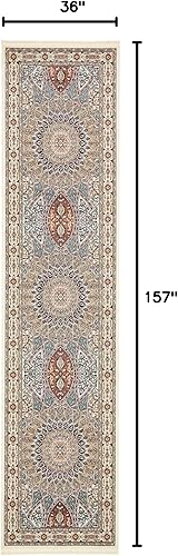 Miniatura 2 de Unique Loom Colección Narenj Adams - Alfombra de área (3 pies x 13 pies 1 pulgada, marfilborgoña)