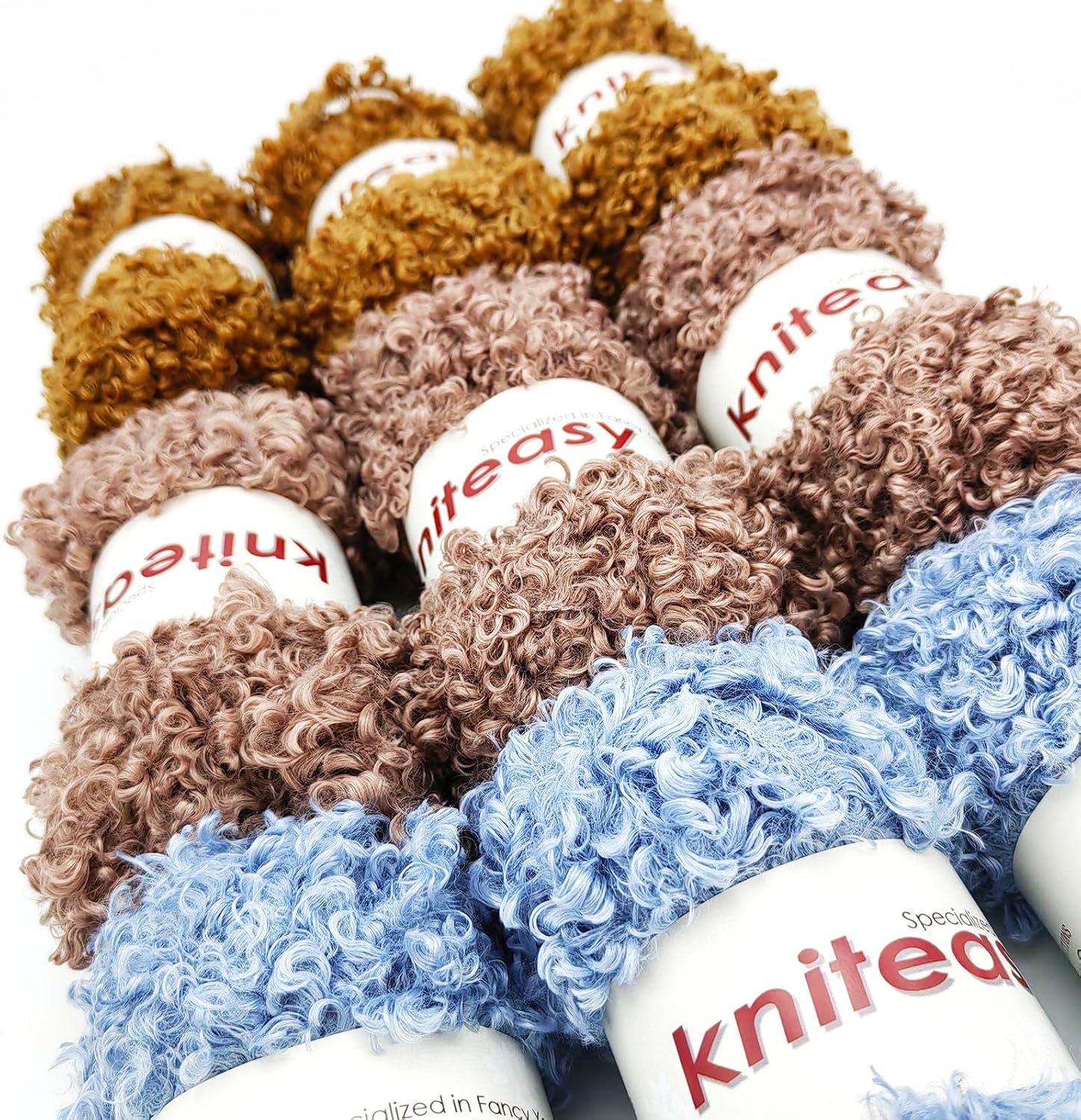 Teddy Fur Curly Yarn, 3 Skeins (150g/5.3oz Total, 15mm Thick), Chunky Faux Fur Eyelash Yarn, Super Soft Fluffy Yarn for Doll Hair Weaving, Crochet, Knitting, Amigurumi (Brown)