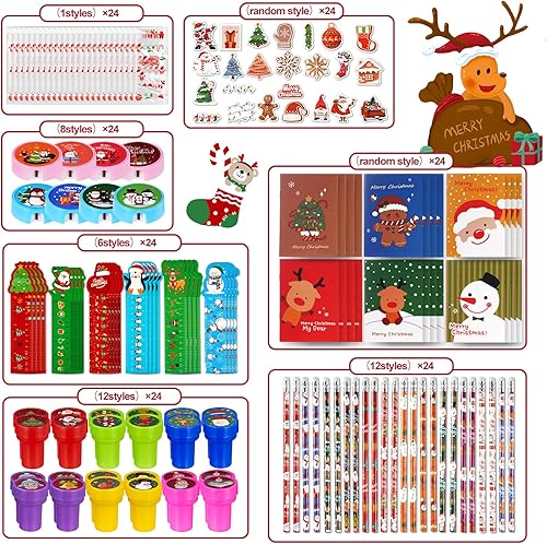 Miniatura 3 de 168pcs Christmas Party Favors Stationery Set Gift for Kids Exchange Gfits Class Reward for Classroom Students Carnival Events Gift Christmas
