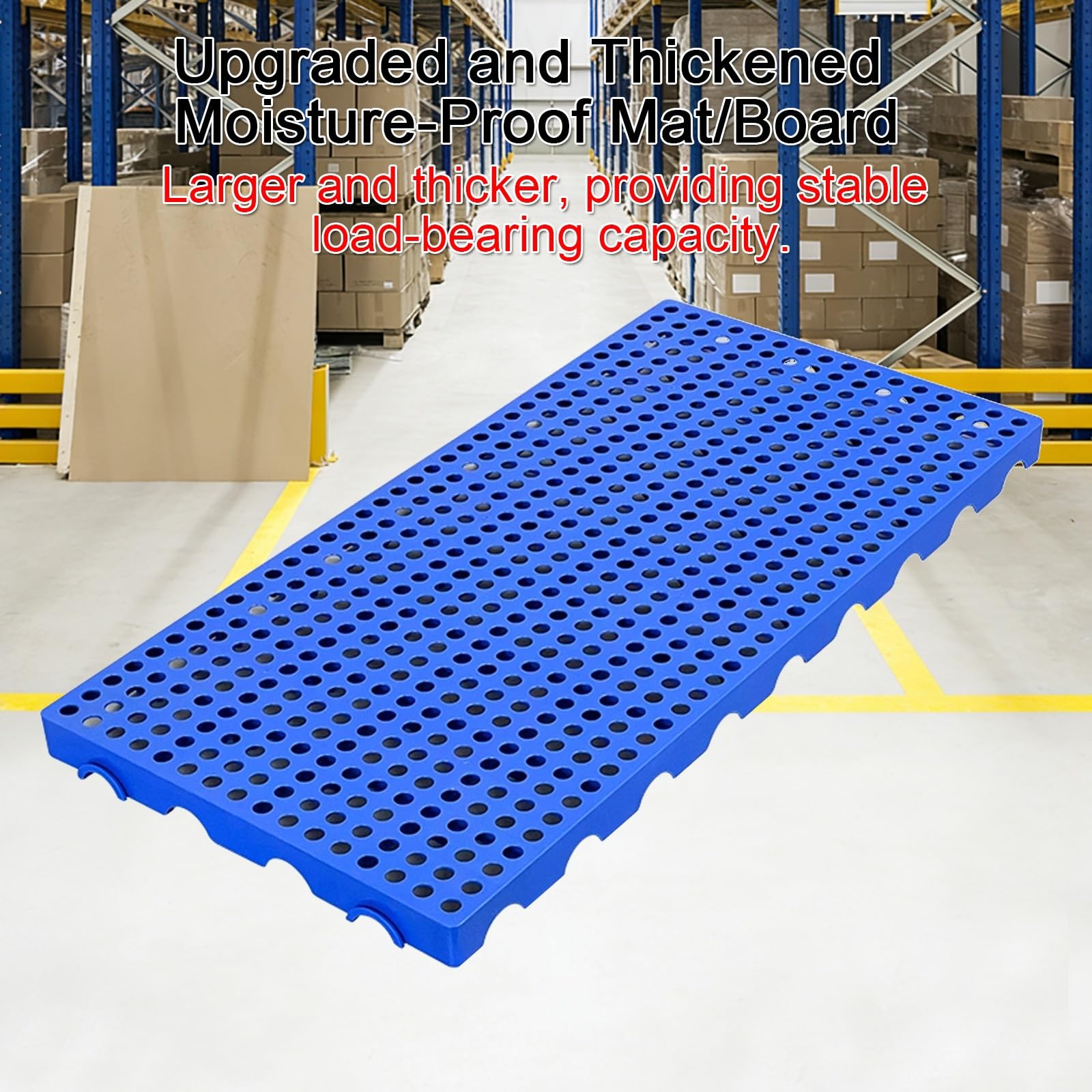 Pallet per conservazione frigorifera, design ad incastro resistente, elevata capacità di carico, antiscivolo e facile da pulire, ideale per magazzini e logistiche