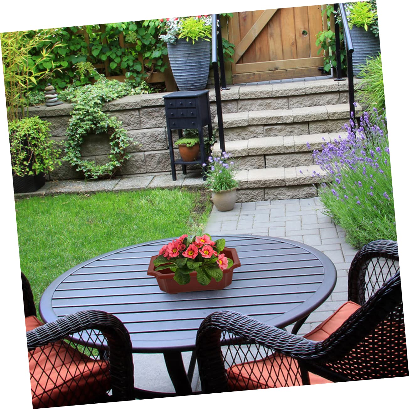 ABOOFAN Lot De 5 Pots De Fleurs en Plastique avec Trous De Drainage pour Succulentes, Jardinière Rectangulaire 34,5x24,5x10 Cm, Décoration Balcon Intérieur Et Extérieur