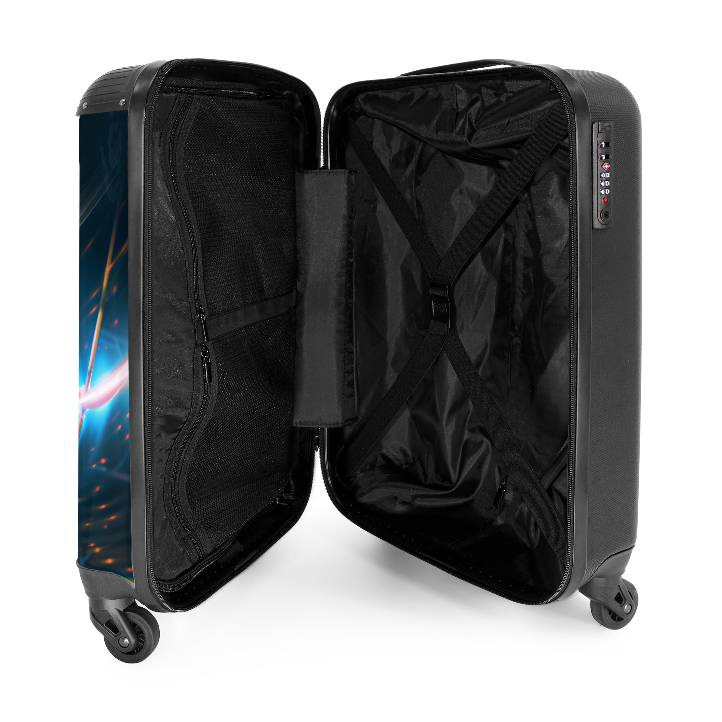 NoBoringSuitcases.com Kinderkoffer, Koffer Personalisiert, Kinderkoffer Jungen, Kindergepäck, Reisekoffer, Koffer Klein Mit Rollen, Kindertrolley Jungen, Handgepäck 55x40x20 cm (Fußball - Dunkelblau)