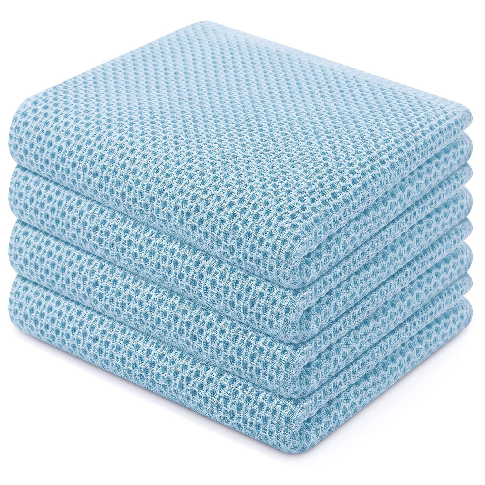 Homaxy 100% Cotton Waffle Weave Kitchen Dish Towels 4-Pack, Sky Blue