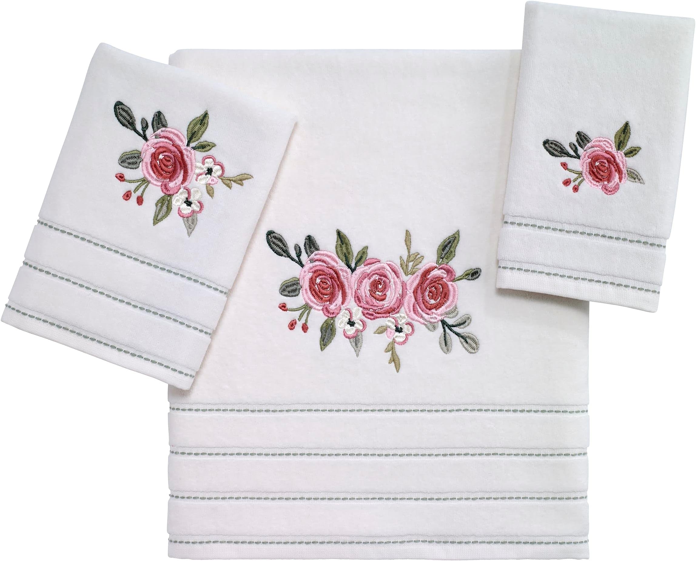 Avanti Linens 3pc Towel Set, Soft & Absorbent Cotton Towels (Spring Garden