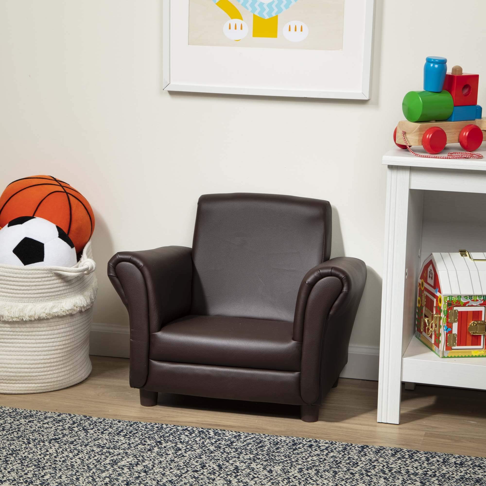 Amazon Com Melissa Doug Child S Armchair Coffee Faux Leather Toys Games