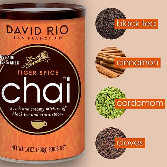 David Rio Tiger Spice Chai Tea Latte Mix, 14 Oz