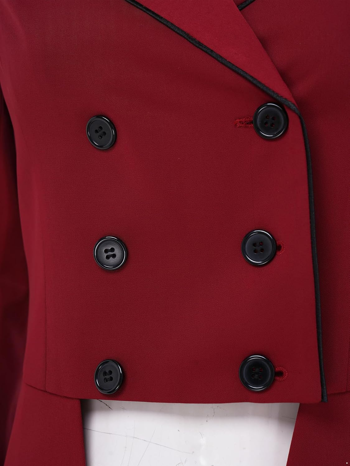 Women Horseback Riding Jacket Training Wear Lapel Collar Double Breast Long Sleeve Swallowtail Suit Burgundy XX-Large