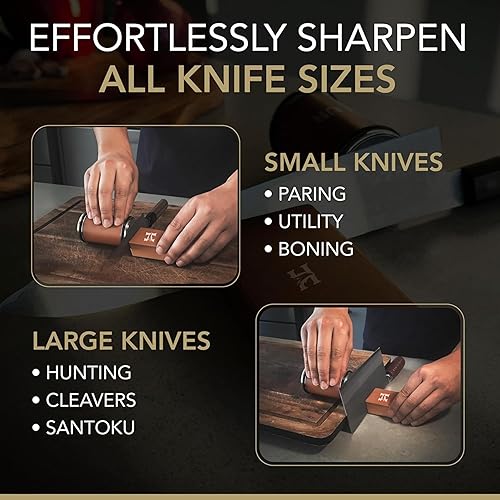 Miniatura 5 de Afilador de cuchillos rodantes de acero inoxidable de alto carbono con 400, 1000 y 3000 discos de repuesto, kit de afilado de cuchillos romos con