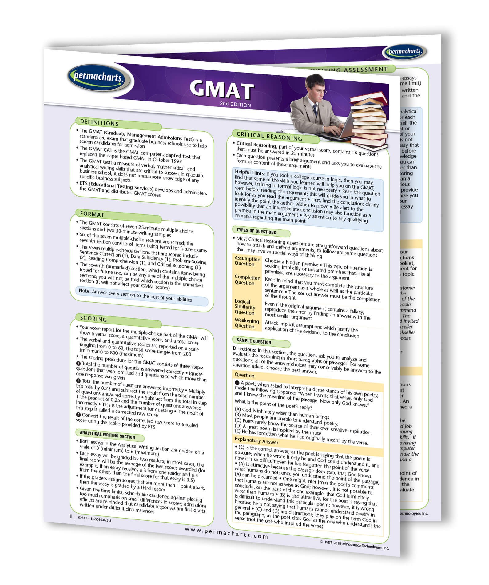 GMAT - Graduate Management Admin Test Guide - Quick Reference Guide by Permacharts