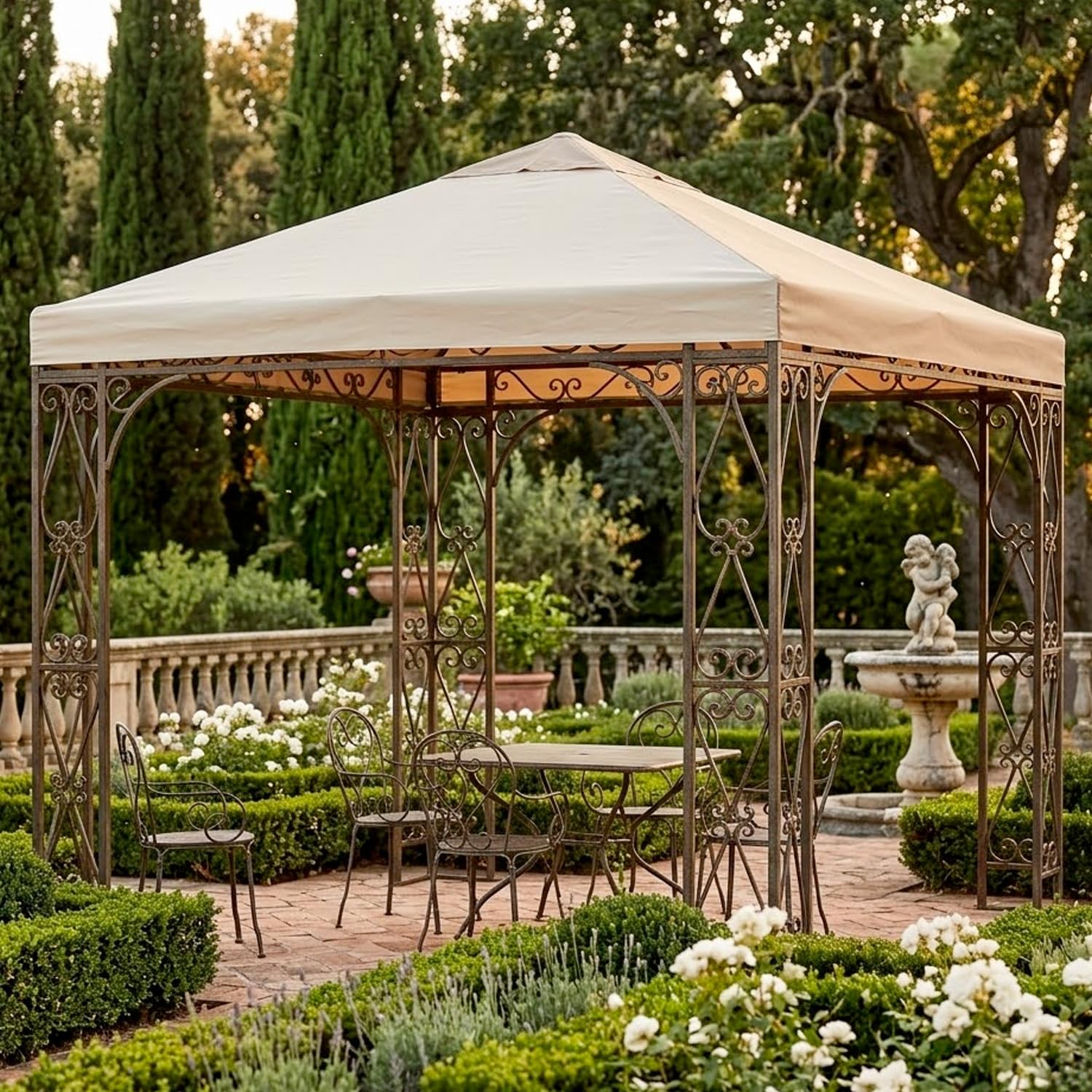 Telo Di Ricambio Per Gazebo 3x4 Metri Impermeabile In Poliestere PVC Con Protezione UV E Per Giardino Terrazza Veranda E Outdoor 300 x 400 Cm Beige