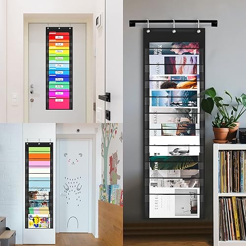 Miniatura 6 de Tabla de bolsillo de almacenamiento, carpeta de organización de archivos de pared resistente con 10 bolsillos transparentes para archivos, 10