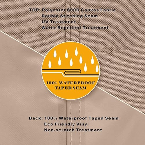 Vista 30 de ULTCOVER Cubierta otomana impermeable para patio, rectangular, para exteriores, tamaño 40 x 20 x 18 pulgadas Marrón