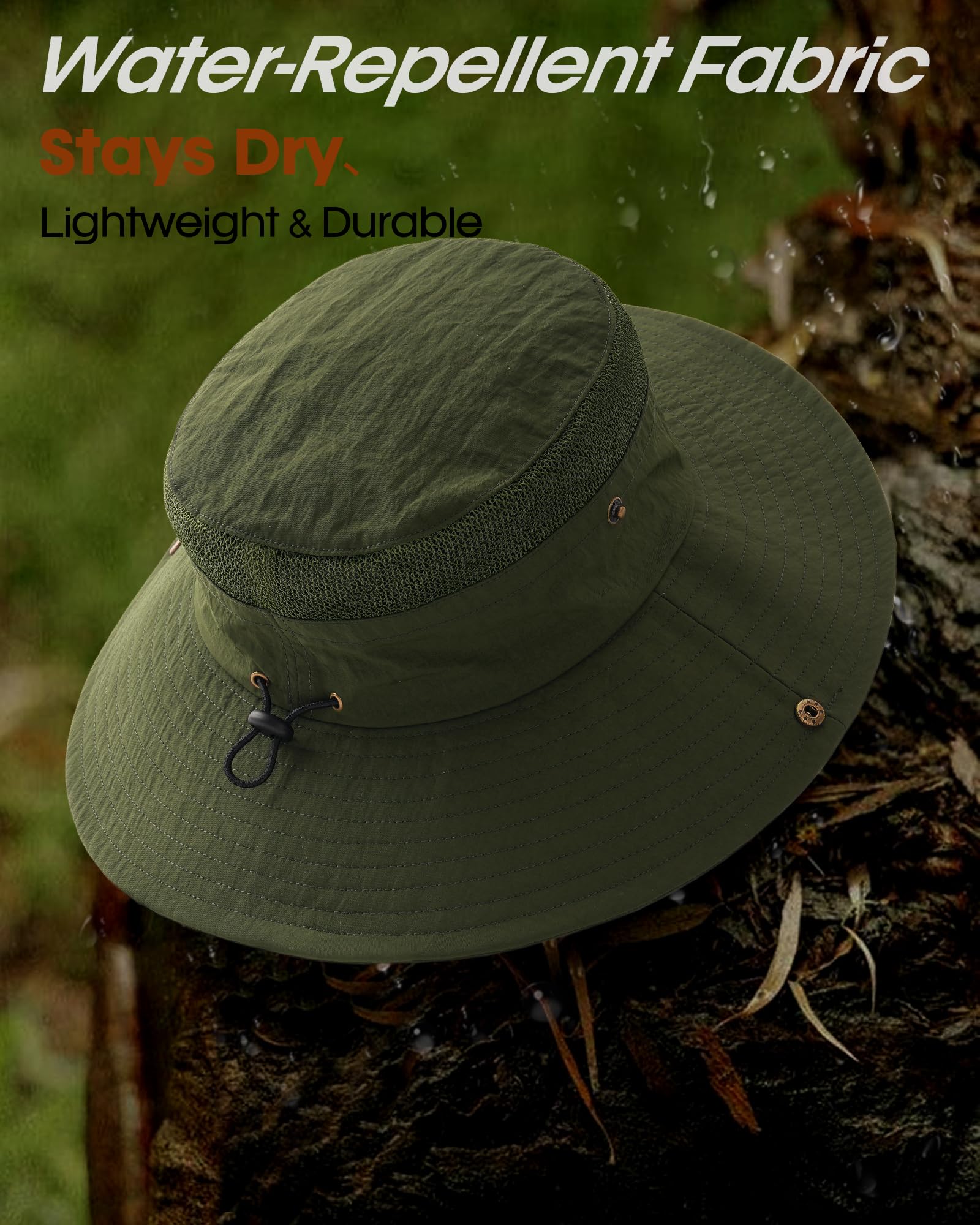 Sombreros de sol para hombres y mujeres, sombrero de pesca UPF 80+, transpirable, ala ancha, senderismo, verano, protección UV, sombreros de pescador, Verde, Talla única 6