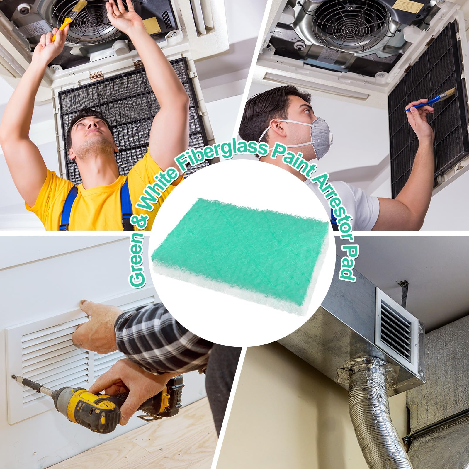 Motipuns Paquete de 50 filtros de escape para cabina de pintura, filtros de cabina de pintura en aerosol de fibra de vidrio, filtro de cabina de pulverización de aerógrafo resistente para cabina de