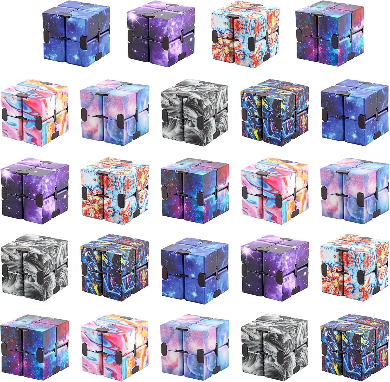 24 Packs Infinity Cube Fidget Toys, Mini Fidget Cube Adults Cube, Star Magic Cube Puzzle Party Favors Creative Decompression Cube for Adults (Starry Style)