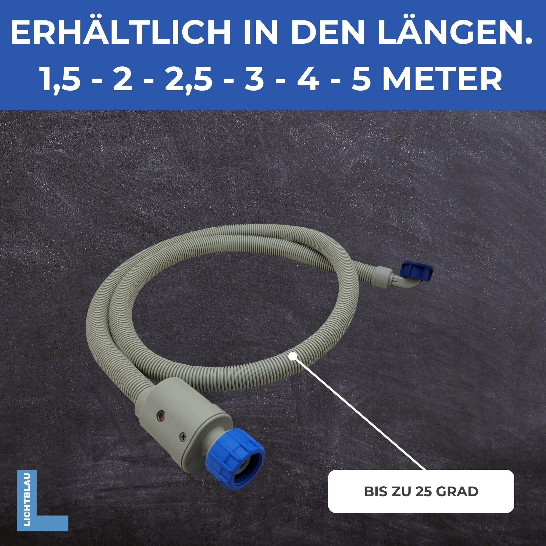 LICHTBLAU Aquastop Schlauch 1,5 m Waschmaschine & Spülmaschine | 3/4 Zoll Zulaufschlauch mit Metallgewinde, mechanischer Wasserstopp, VDE geprüft, bis 25 °C, Winkelanschluss