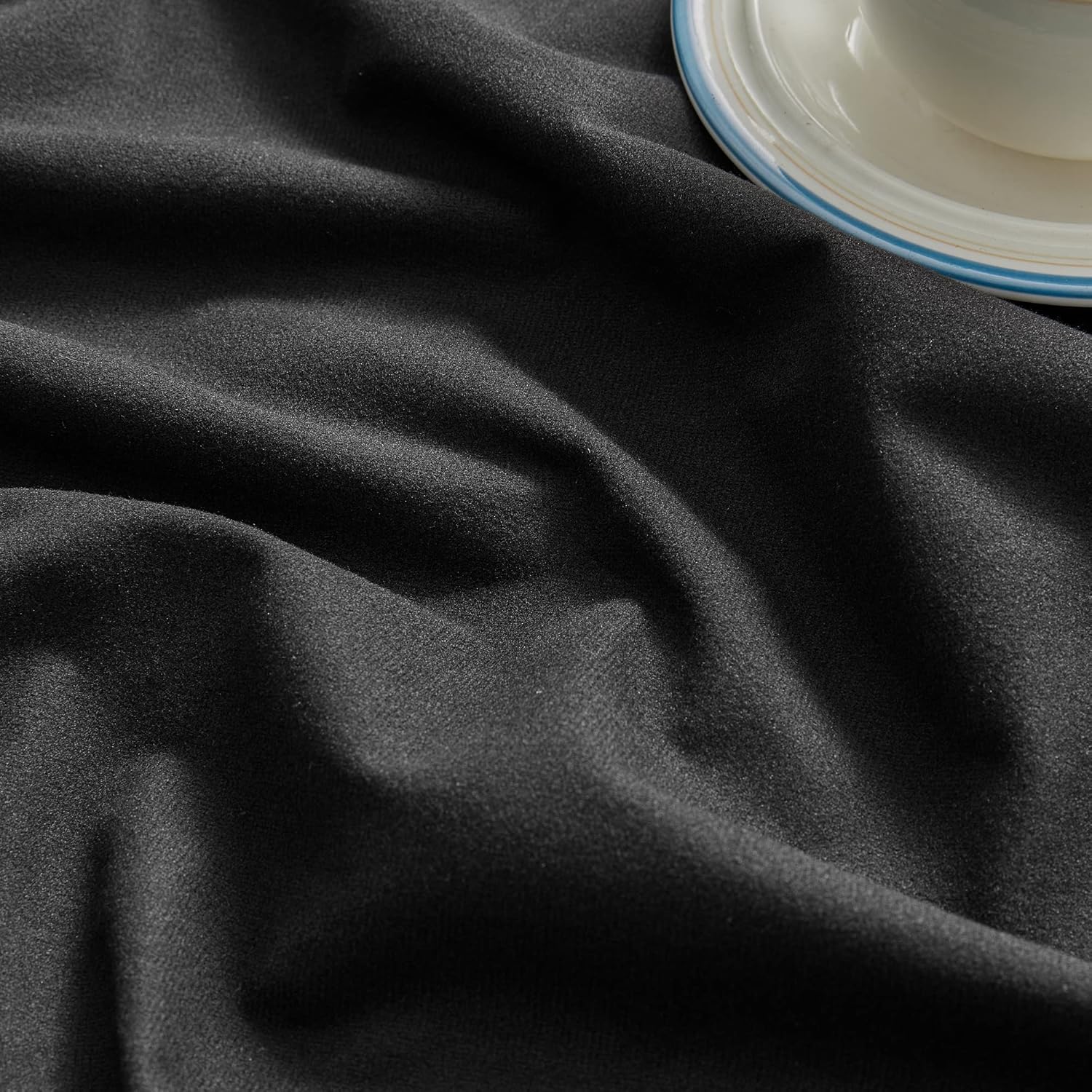 Black Ruffle Curtains 84 Inches Long 2 Panels Set for Living Room Bedroom Light Reducing Semi Sheer Curtains Rod Pocket Dark Gothic Window Curtains for Home Office Study Room Urban Decor, 52x84