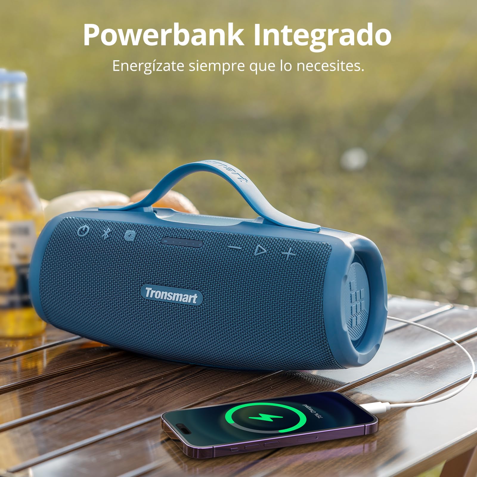 Tronsmart Mirtune S100 Altavoz portátil bluetooth, 50 W, bajos impactantes y agudos brillantes, mango retráctil, 20 horas de reproducción, IPX7 impermeable, ecualizador personalizado, sofá