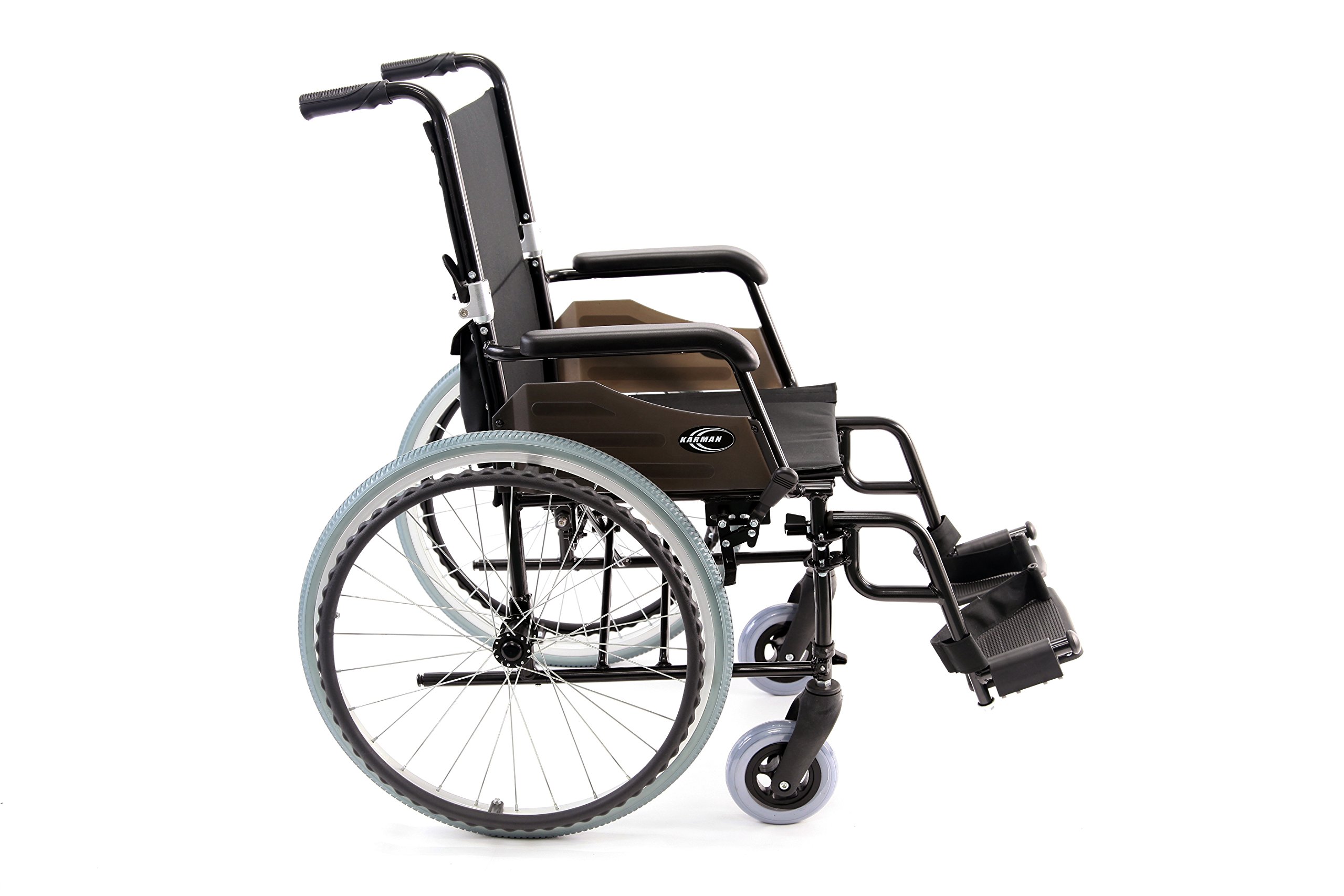 Karman - Silla de ruedas compacta ultraligera manual de 18 x 16 pulgadas, Ruedas, Swingaway Footrest, Negro, 1