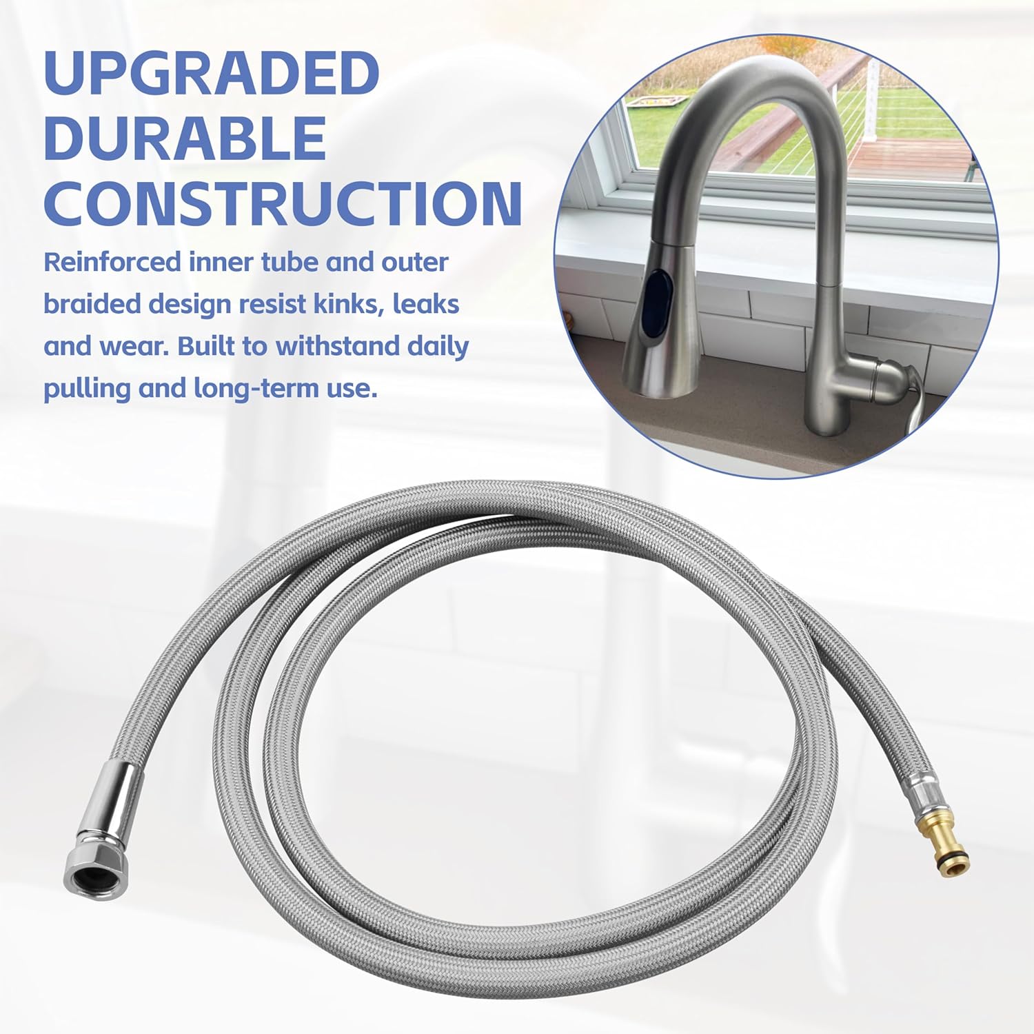 150259 Pull Down Faucet Hose Kit, Compatible with Moen Reflex Pull Down Kitchen Faucets, Replaces 150259 & 187108, 68 Inch Upgraded Version