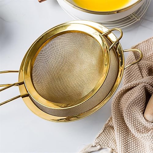 Miniatura 7 de Coladores de malla de acero inoxidable de malla fina Colador de aceite de harina dorada Coladores de tamiz de harina de café Filtro de malla para
