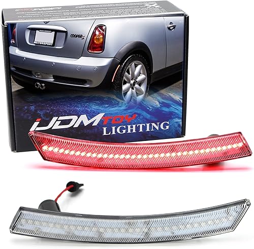 iJDMTOY Kit de luz de marcador lateral trasero LED rojo con lente semidansparente compatible con MINI Cooper R50 R52 R53 2002-08 1 generación,