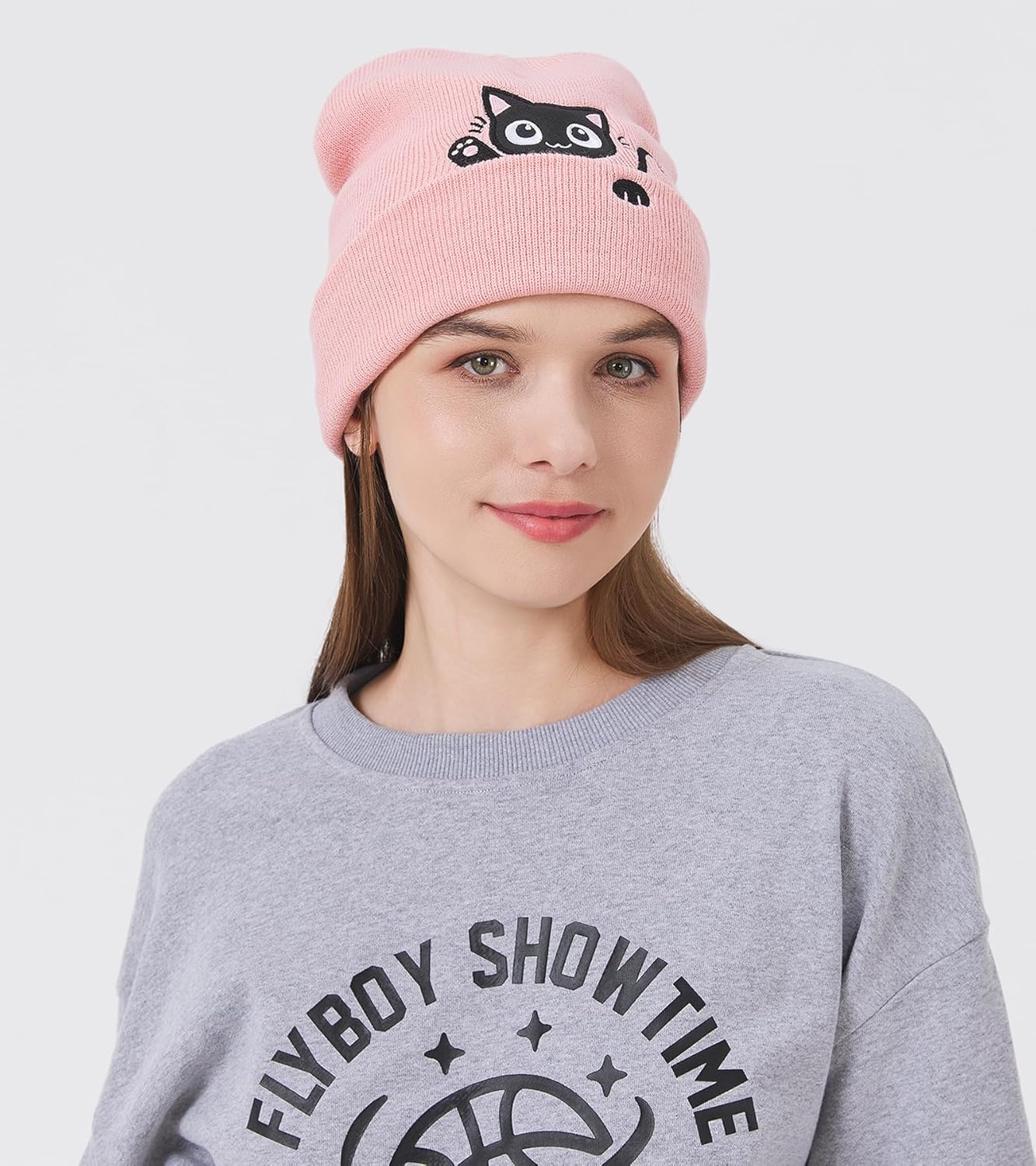 Cat Beanie Hats for Women Cute Cat Lovers Gifts Women's Winter Animal Knitted Hats for Girls - Image 7