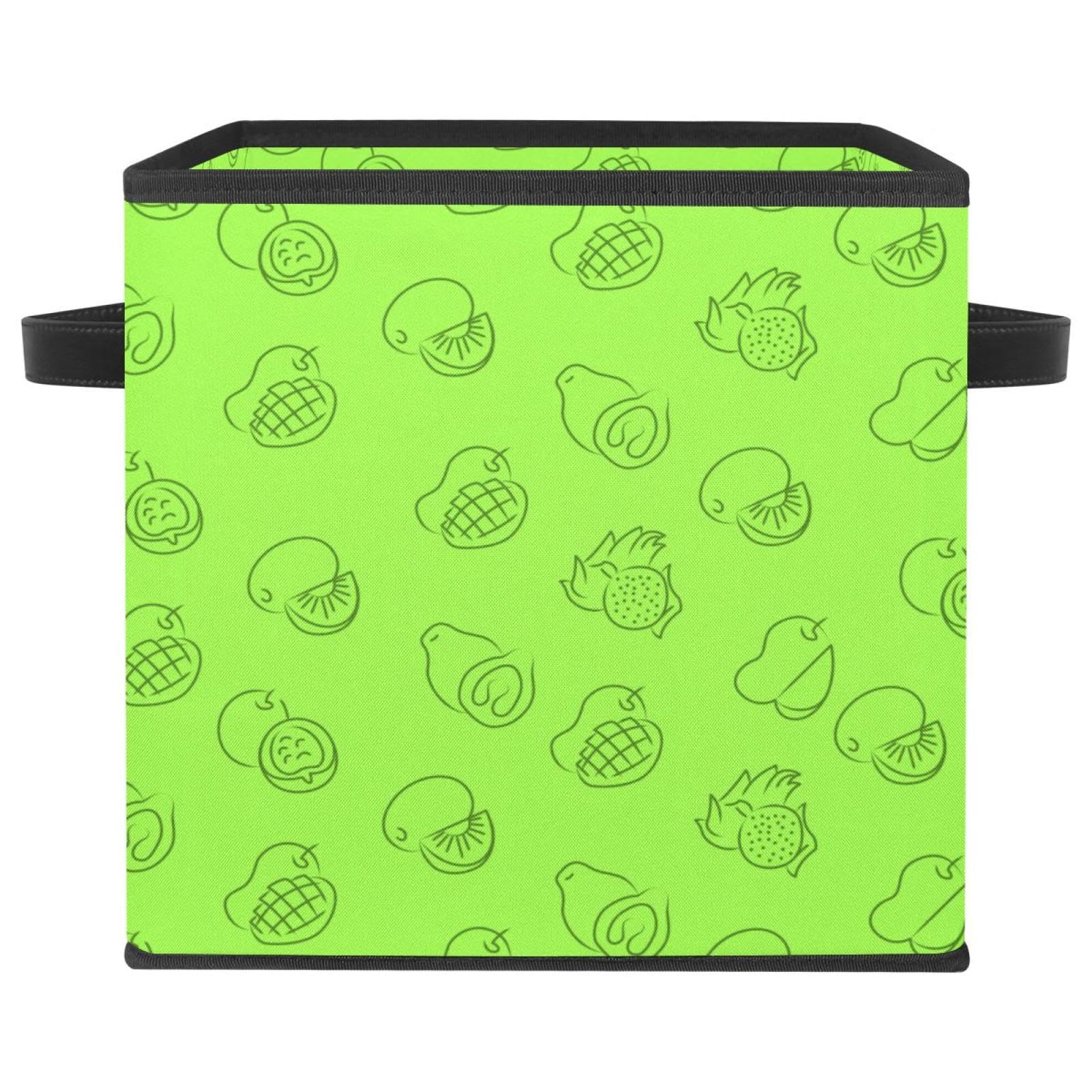 Boîte de rangement cube fruits verts pour organiser les jouets et livres dans la chambre