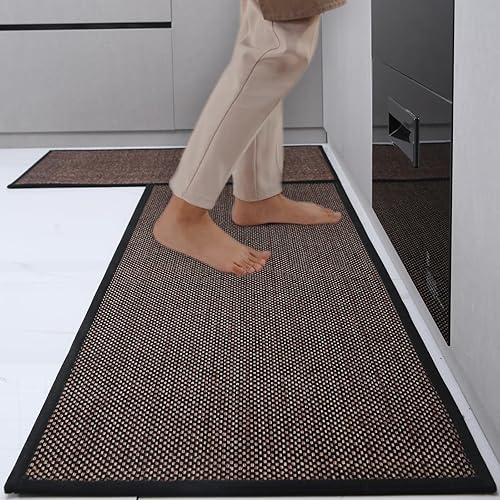 Miniatura 8 de Yancorp Tapetes de cocina para suelo de 17.3 x 29 pulgadas, alfombra de cocina de yute, color gris, lavable, antideslizante, tapetes de cocina