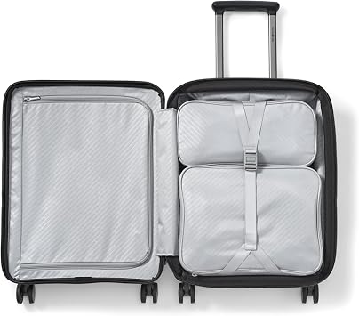 Samsonite Paralux Global Carry-On Luggage - Innovative Design - Quick Access Front Pocket - Dual Suspension Wheel Technology - TSA Lock - Expandable - Includes Removable Packing Cubes - Black