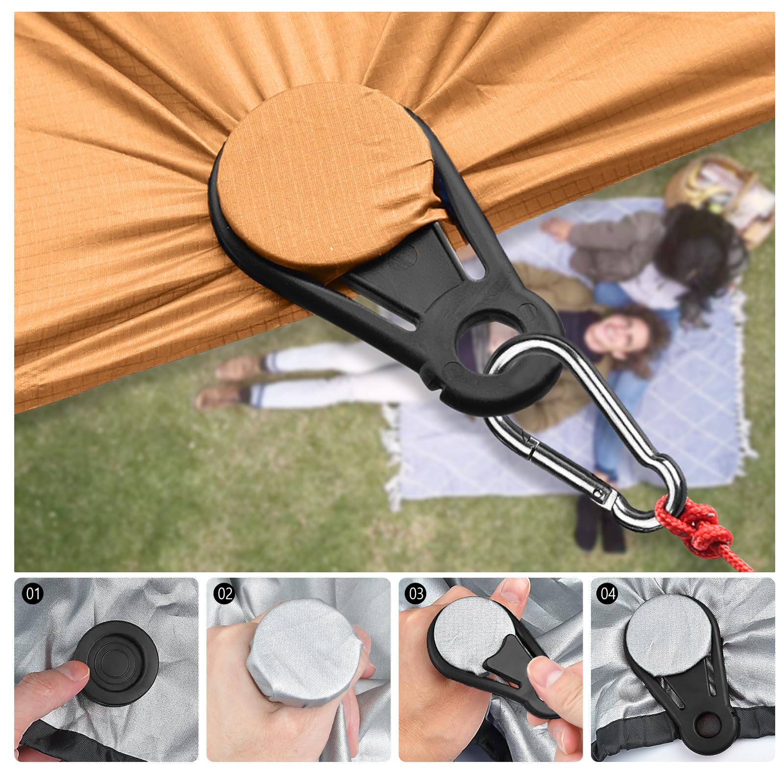 20 Clip Per Telo Ombreggiante Con Corde Elastiche - Nero, Per Tende Da Campeggio E Coperture - Foto 4
