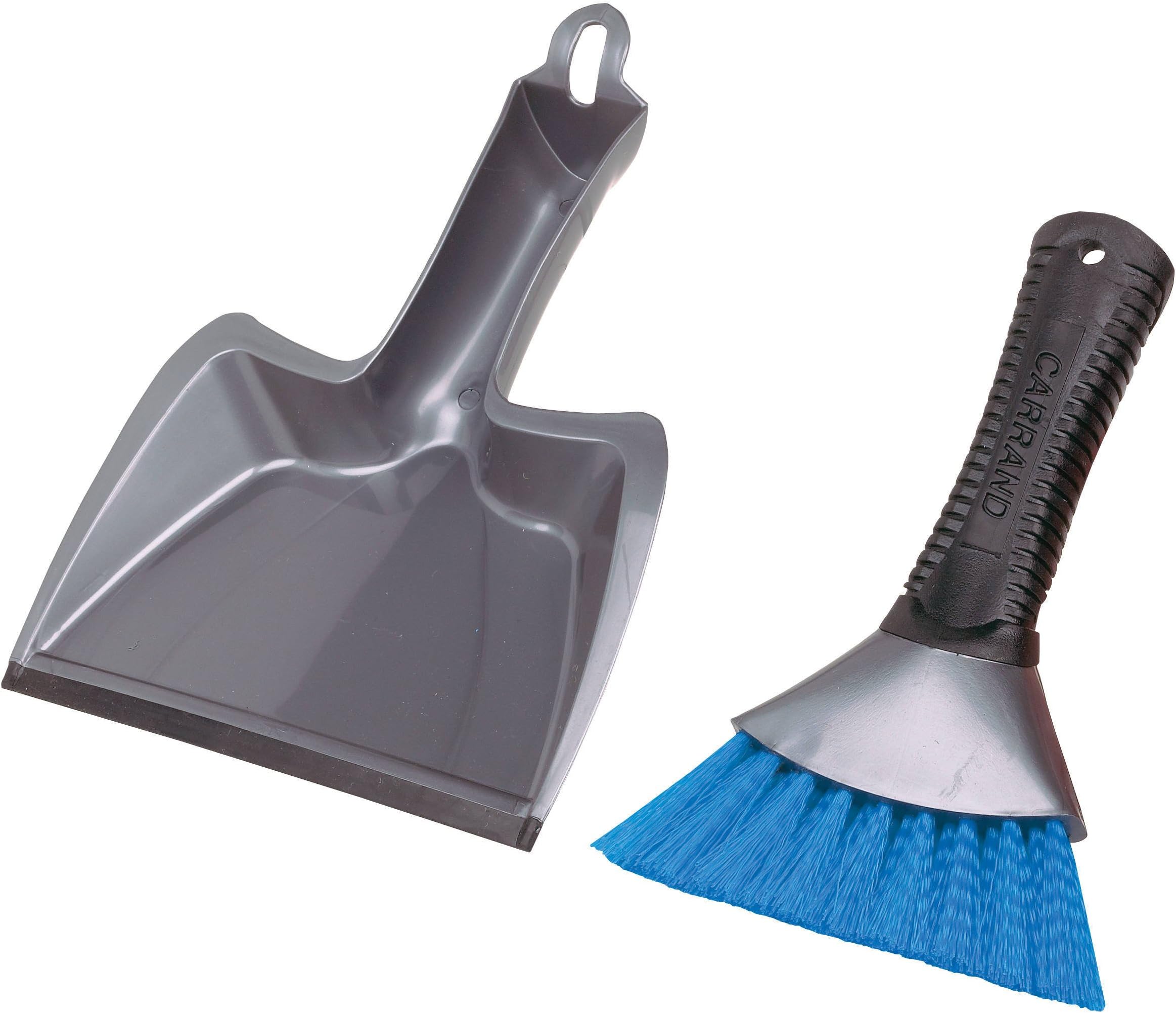 Carrand 92034 AutoSpa Grip Tech Deluxe Dust Pan with Heavy Duty Brush, Silver