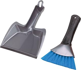 Carrand 92034 AutoSpa Grip Tech Deluxe Dust Pan with Heavy Duty Brush, Silver