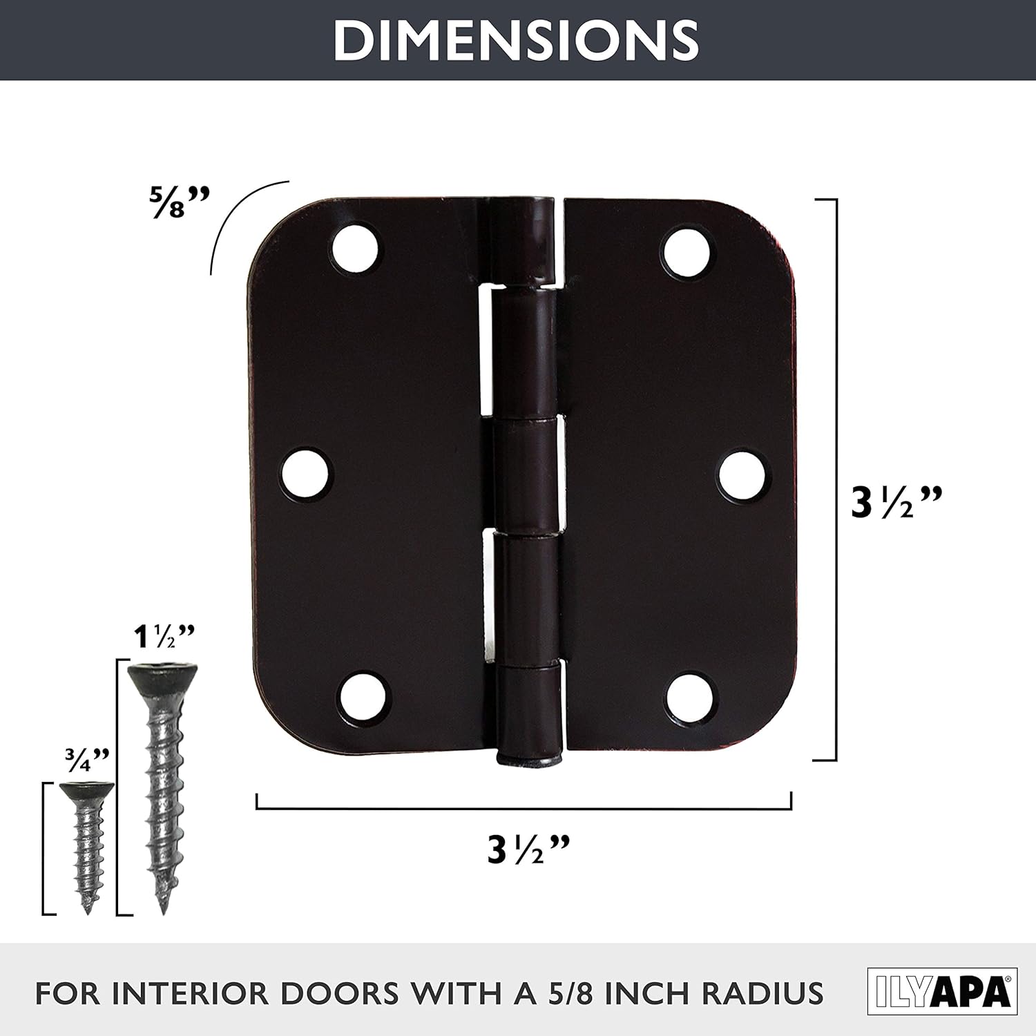Tесh Dеаlѕ 🔥 Ilyapa 18 Pack Oil Rubbed Bronze Door Hinges - 3.5 x 3.5 Inch Interior Door Hinges for Doors Antique Bronze Door Hinges with 5/8 Radius Corners