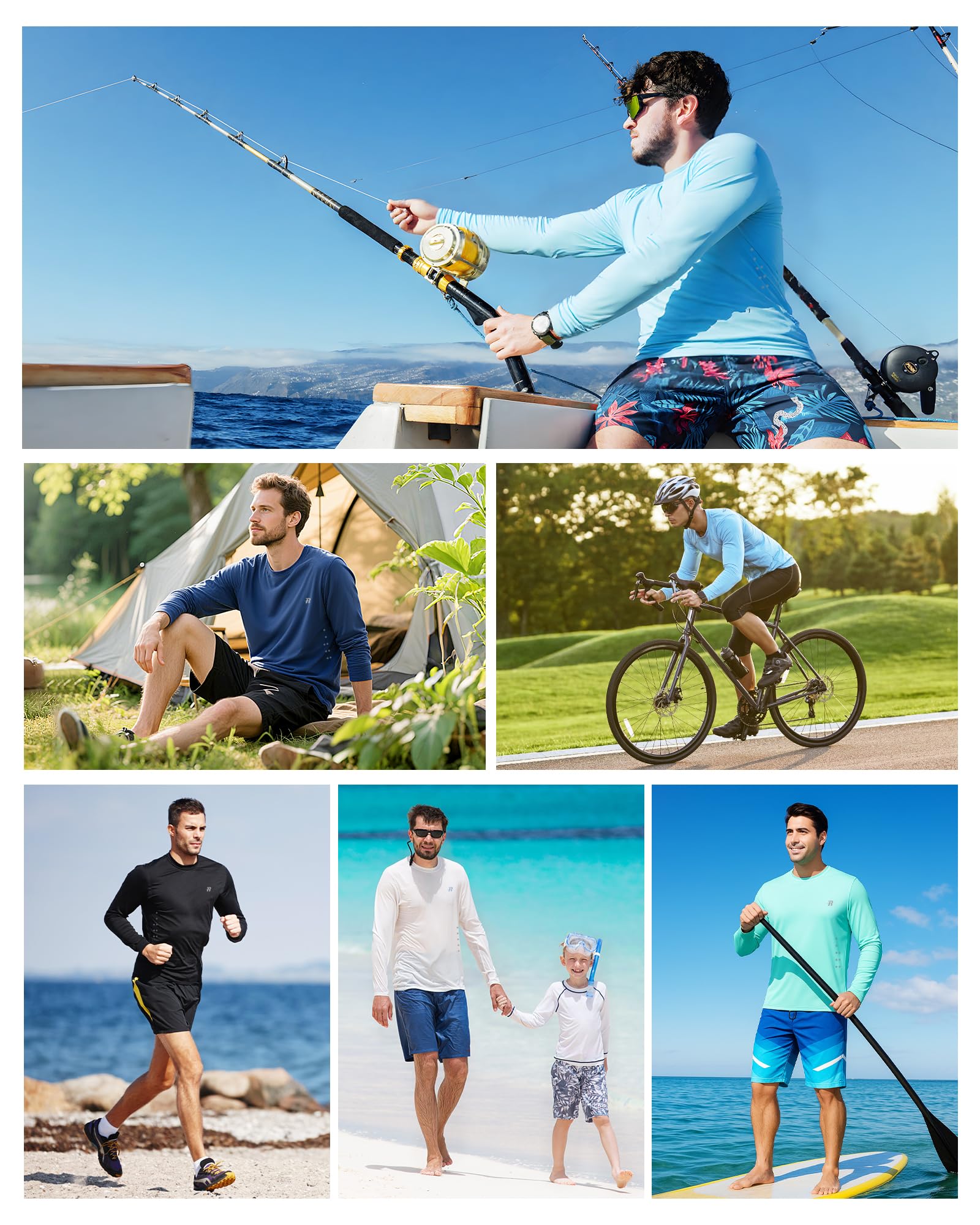 Runhit Camisas de protección solar UPF 50+ para hombre, manga larga, protección UV, para natación, pesca, senderismo, correr, secado rápido, ligeras