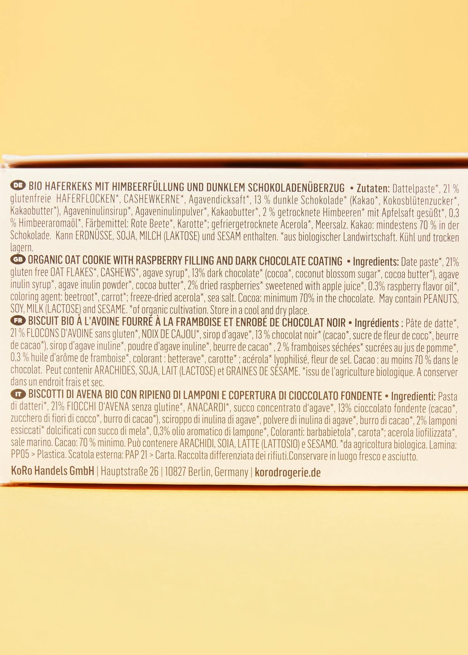 KoRo - Palline di cioccolato fondente al lampone bio 2 x 20 g - Con ripieno di lamponi fruttati - Ricoperte di cioccolato fondente - Vegan
