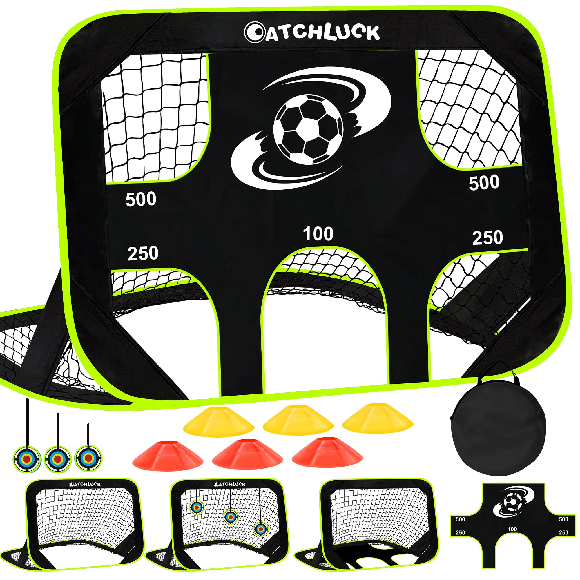 Porta da calcio per bambini, rete da calcio pop-up per il giardino, portatile, 3 modalità, attrezzatura da allenamento con borsa per il trasporto