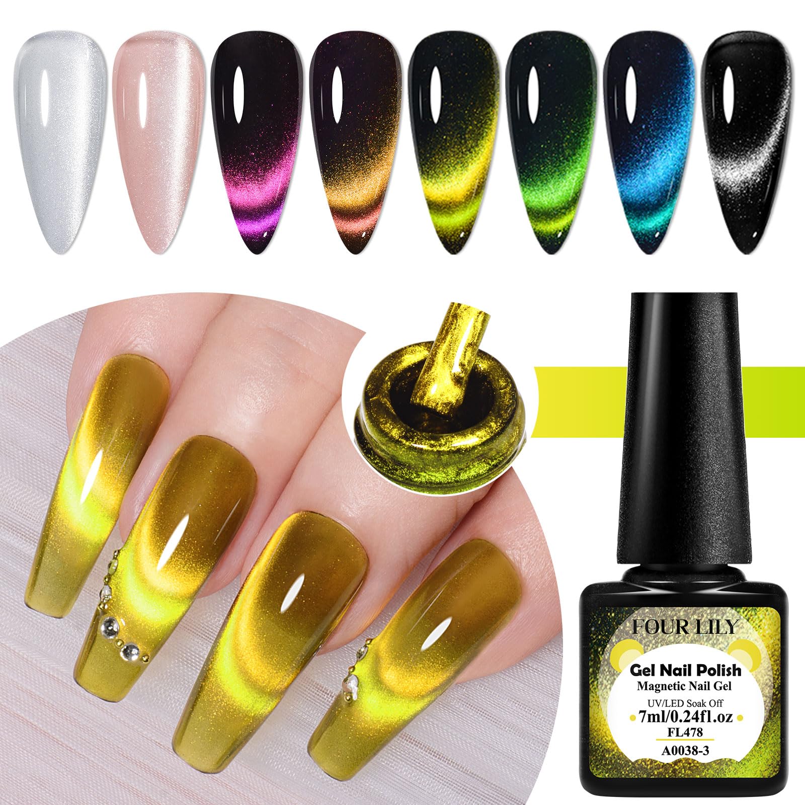 Amazon.com: Four Lily 8 Colors Cat Eye Gel Nail Polish, Upgraded